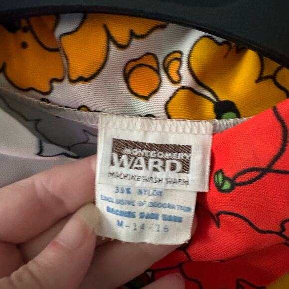 Montgomery Ward Vintage 60s 70s Retro Mod MCM Top Pants Set Wide Leg Floral 14 - Picture 6 of 10